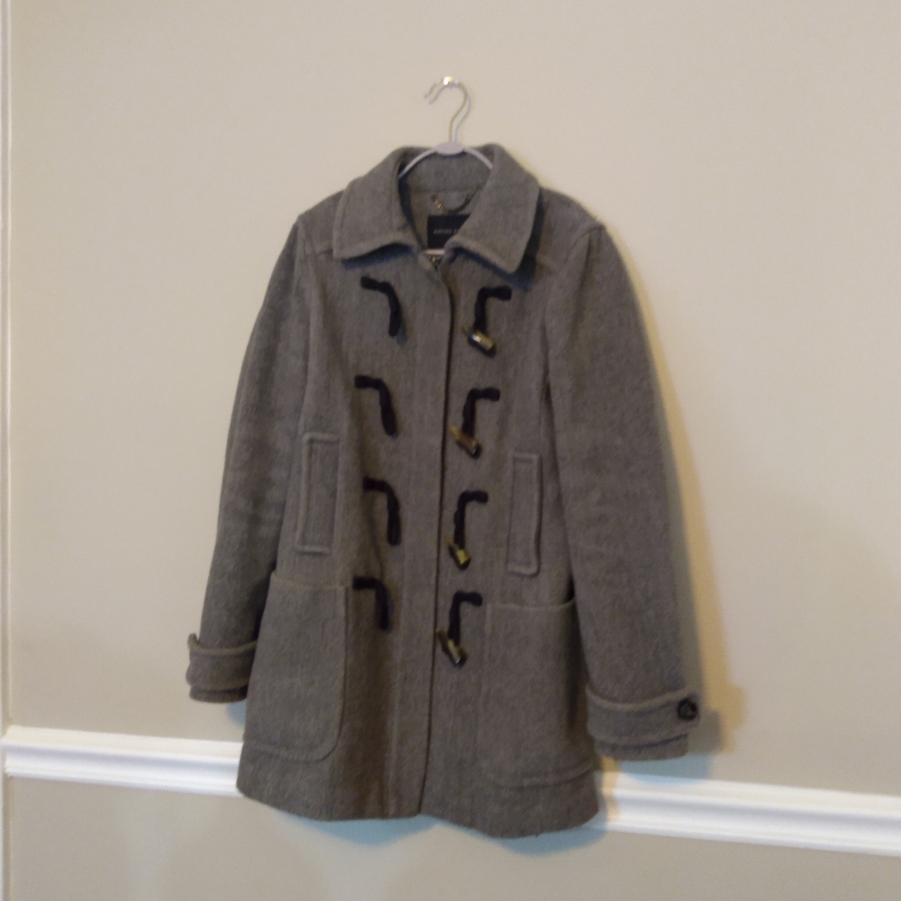 Thick gray wool winter pea coat from Banana Republic